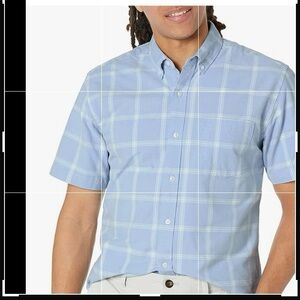 AMAZON ESSENTIALS REGULAR-FIT SHORT-SLEEVE POCKET OXFORD BLUE SHIRT SIZE LARGE